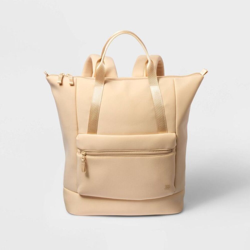 Faux Neoprene Tote Backpack - All In Motion Tan: Water Repellent Softside